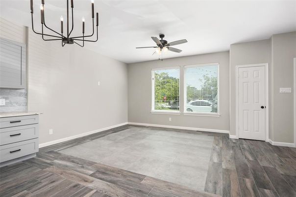 Chandelier, Empty room, Interior, Wood Texture Flooring