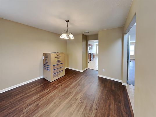 Empty room, Interior, Pendant Lights, Wood Texture Flooring