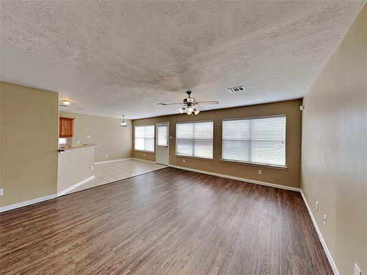 Empty room, Interior, Pendant Lights, Wood Texture Flooring