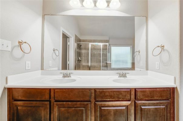 Bathroom, Dual Sink Vanities, Glass Shower, Interior