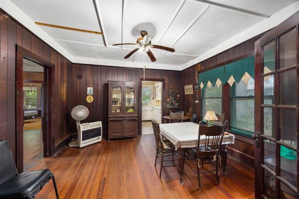 Dining room, Interior, Wood Texture Flooring, Wooden Walls
