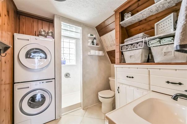 Bathroom, Interior, Utility Closets, Washer, Wooden Walls