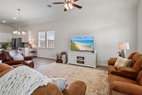 Interior, Kitchen, Living room, Pendant Lights, Recessed Lighting, Wood Texture Flooring