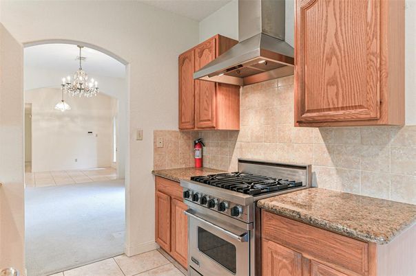 Chandelier, Interior, Kitchen, Pendant Lights, Stainless Steel Appliances