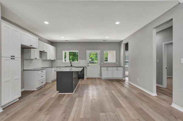 Interior, Kitchen, Recessed Lighting, Wood Texture Flooring