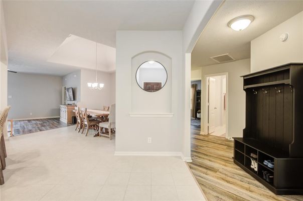 Chandelier, Dining room, Interior, Pendant Lights, Wood Texture Flooring