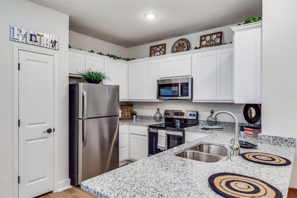 Interior, Kitchen, Recessed Lighting, Wood Texture Flooring