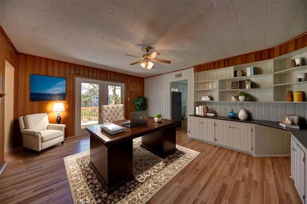 Home Office, Interior, Wood Texture Flooring, Wooden Walls