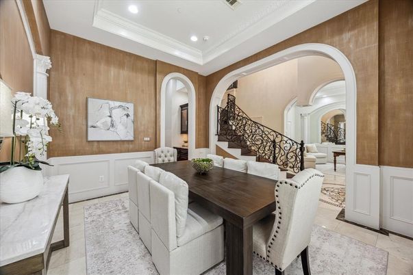 Dining room, Interior, Recessed Lighting, Wooden Walls
