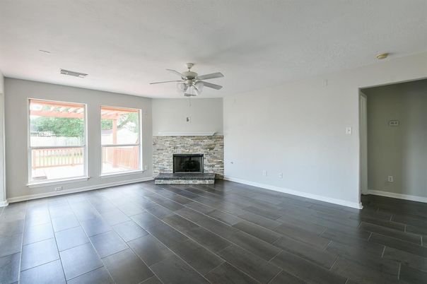 Empty room, Fireplace, Interior, Wood Texture Flooring
