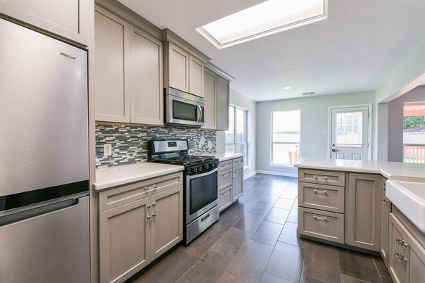Interior, Kitchen, Recessed Lighting, Wood Texture Flooring