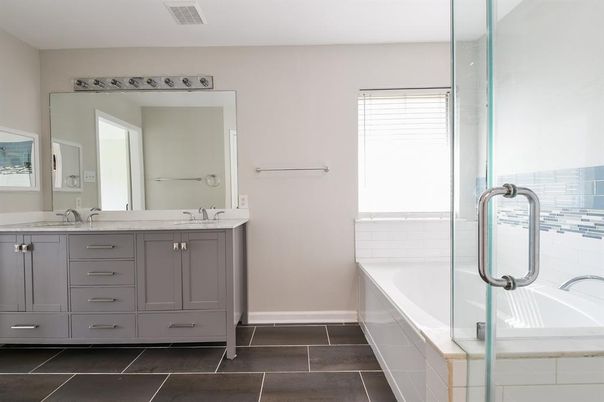 Bathroom, Dual Sink Vanities, Glass Shower, Interior