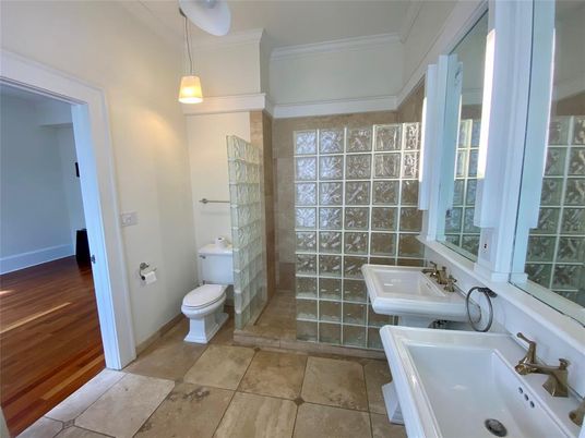 Bathroom, Interior, Pendant Lights, Wood Texture Flooring