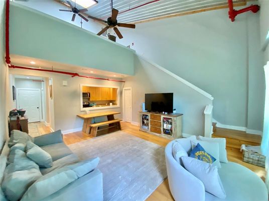 Interior, Kitchen, Living room, Recessed Lighting, Wood Texture Flooring