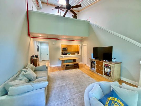 Interior, Kitchen, Living room, Recessed Lighting, Wood Texture Flooring