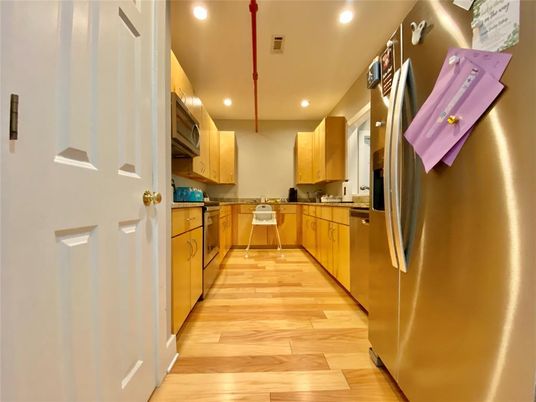 Interior, Kitchen, Recessed Lighting, Wood Texture Flooring