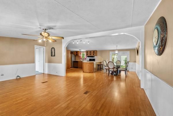 Chandelier, Dining room, Interior, Kitchen, Pendant Lights, Wood Texture Flooring