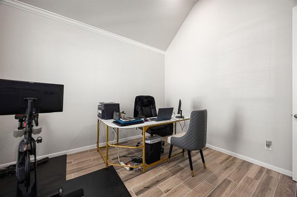 Fitness Equipment, Home Office, Interior, Wood Texture Flooring