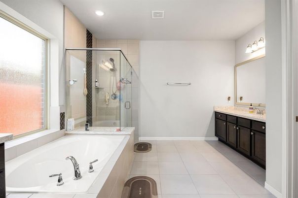 Bathroom, Glass Shower, Interior, Recessed Lighting