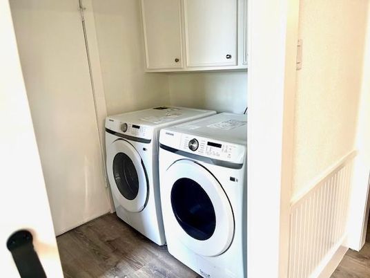 Interior, Washer, Wood Texture Flooring