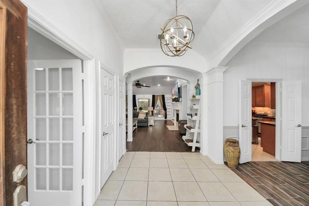 Chandelier, Interior, Pendant Lights, Recessed Lighting, Wood Texture Flooring