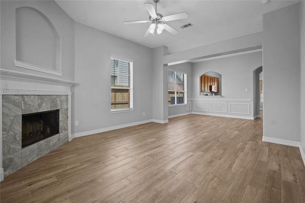 Empty room, Fireplace, Interior, Wood Texture Flooring