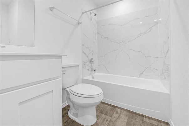 Bathroom, Interior, Marble Walls, Wood Texture Flooring