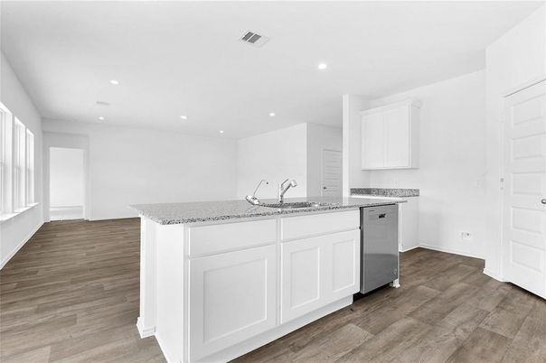 Interior, Kitchen, Recessed Lighting, Wood Texture Flooring