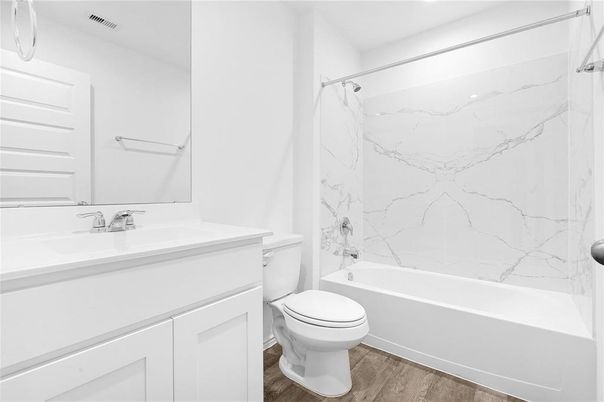 Bathroom, Interior, Marble Walls, Wood Texture Flooring