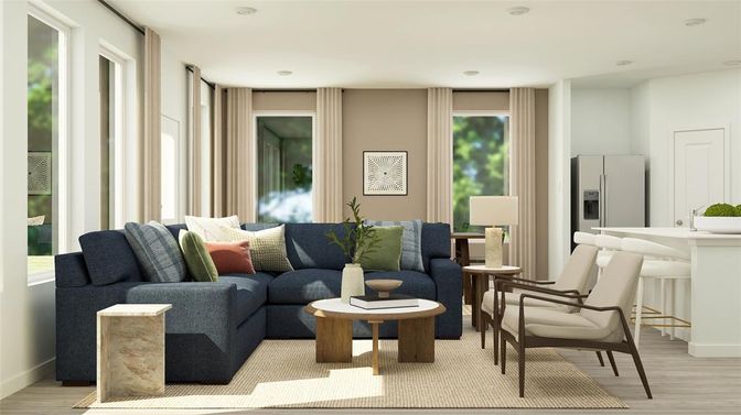 Interior, Living room, Recessed Lighting, Wood Texture Flooring
