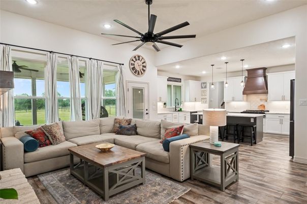 Interior, Kitchen, Living room, Pendant Lights, Recessed Lighting, Stainless Steel Appliances, Wood Texture Flooring