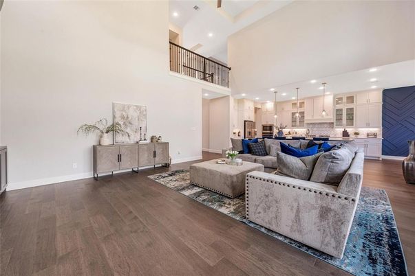 Interior, Kitchen, Living room, Pendant Lights, Recessed Lighting, Wood Texture Flooring
