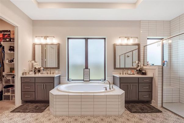 Bathroom, Dual Sink Vanities, Glass Shower, Interior