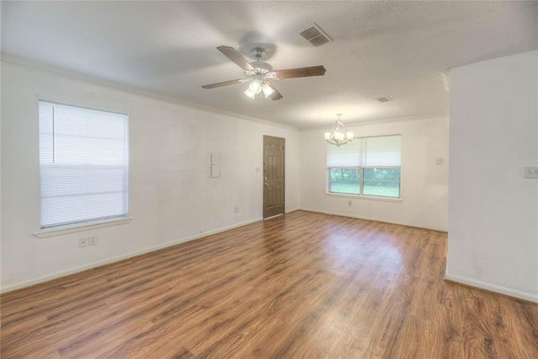 Chandelier, Empty room, Interior, Wood Texture Flooring