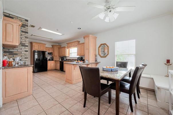 Dining room, Interior, Kitchen, Recessed Lighting, Stone Walls