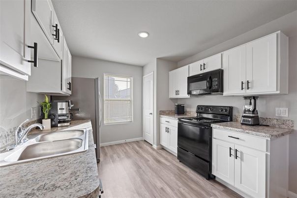 Interior, Kitchen, Recessed Lighting, Wood Texture Flooring