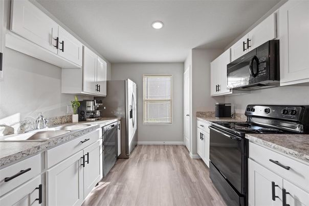 Interior, Kitchen, Recessed Lighting, Wood Texture Flooring