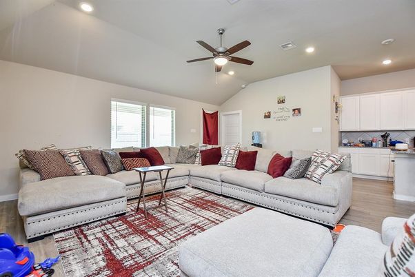 Interior, Living room, Recessed Lighting, Wood Texture Flooring