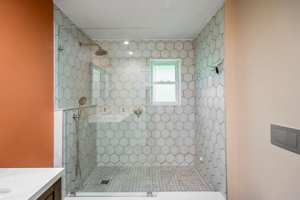 Bathroom, Glass Shower, Interior, Recessed Lighting