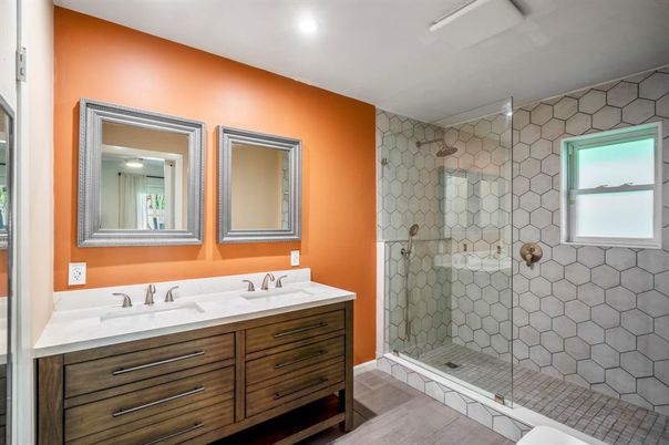 Bathroom, Dual Sink Vanities, Glass Shower, Interior, Recessed Lighting