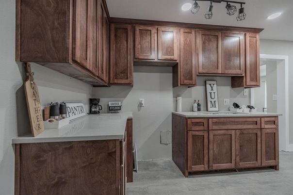 Interior, Kitchen, Recessed Lighting, Wood Texture Flooring