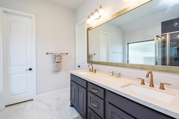 Bathroom, Dual Sink Vanities, Glass Shower, Interior, Marble
