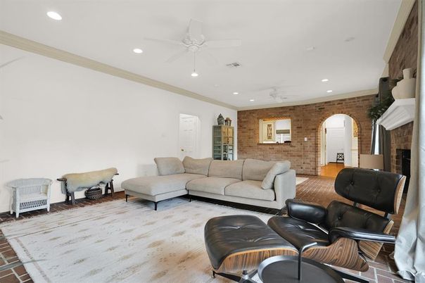 Fireplace, Interior, Living room, Recessed Lighting, Stone Walls