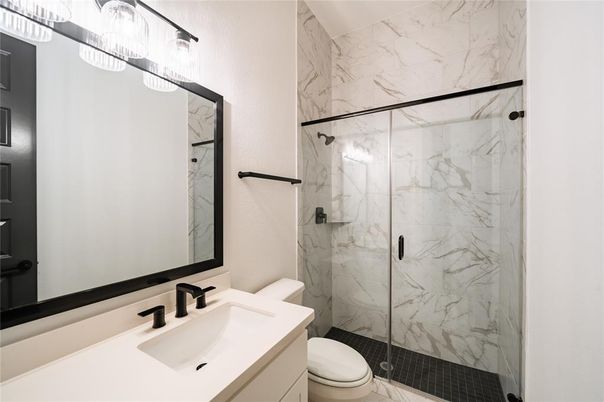 Bathroom, Glass Shower, Interior, Marble Walls
