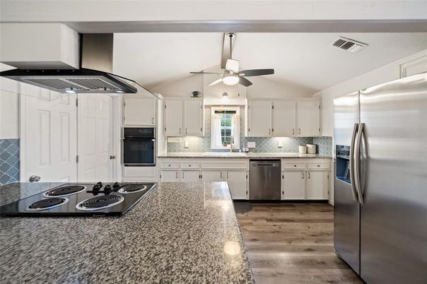 Interior, Kitchen, Stainless Steel Appliances, Wood Texture Flooring