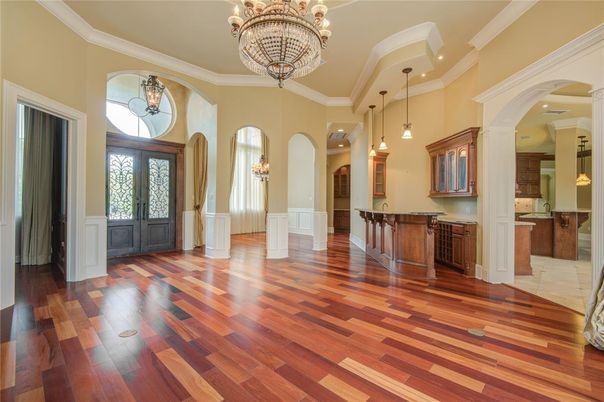 Chandelier, Interior, Pendant Lights, Recessed Lighting, Wood Texture Flooring
