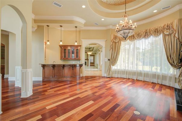 Chandelier, Interior, Pendant Lights, Recessed Lighting, Wood Texture Flooring