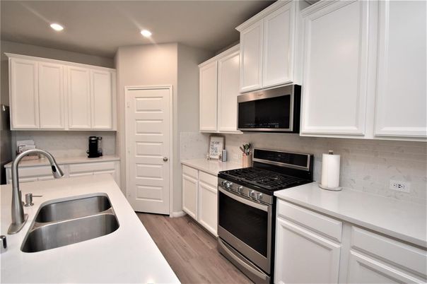 Interior, Kitchen, Recessed Lighting, Wood Texture Flooring