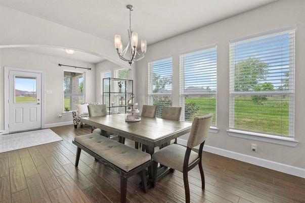 Chandelier, Dining room, Interior, Wood Texture Flooring