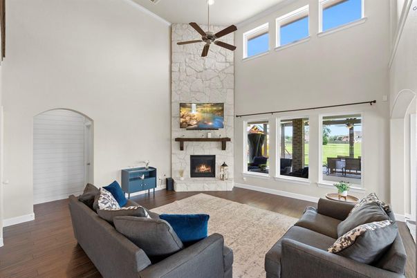 Fireplace, Interior, Living room, Stone Walls, Wood Texture Flooring